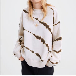 Zara oversized tie dye pullover in brown & cream Fleece Cotton blend Sz L